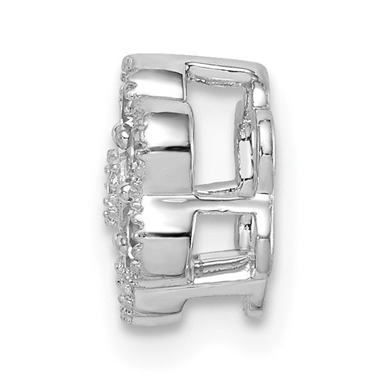 14K White Gold 1/4 Carat Diamond Flower Chain Slide