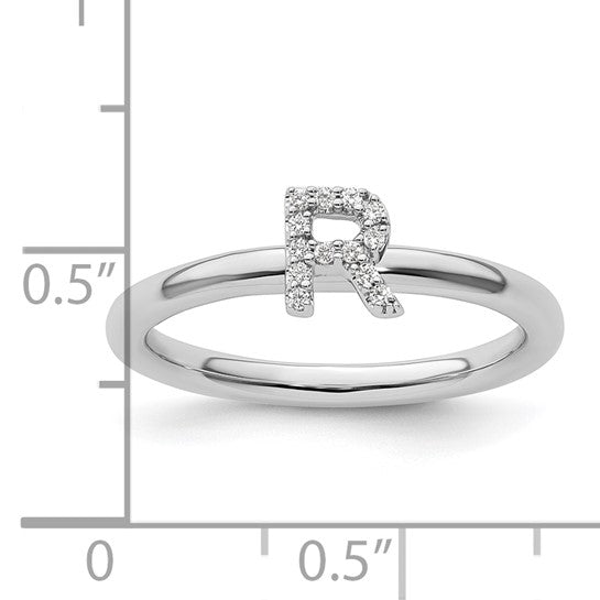 14K Yellow/White Gold Diamond Initial Letters Ring A-Z