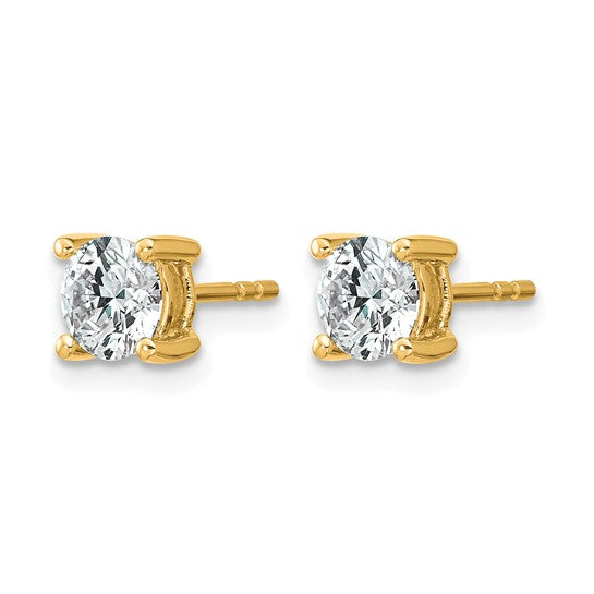 10K White/Yellow Gold Diamond Round Cut Stud Earrings