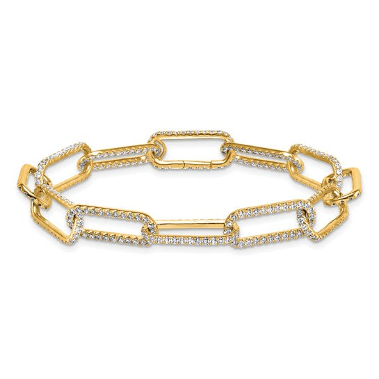 14K 3 1/2 Carat Lab Grown Diamond Pave Paperclip Bracelet
