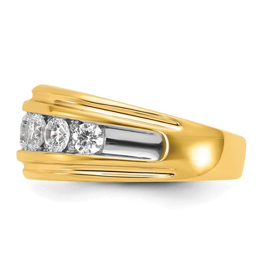 1oK White/Yellow Gold 2 Carat Diamond Men's Wedding Band