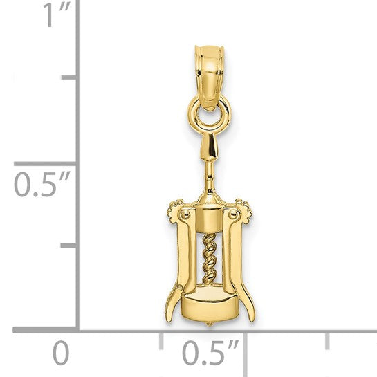 10K Yellow Gold Bartender Wine Bottle Opener Pendant