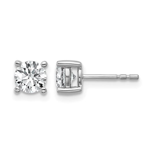 10K White/Yellow Gold Diamond Round Cut Stud Earrings