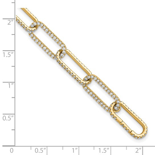 14K 3 1/2 Carat Lab Grown Diamond Pave Paperclip Bracelet