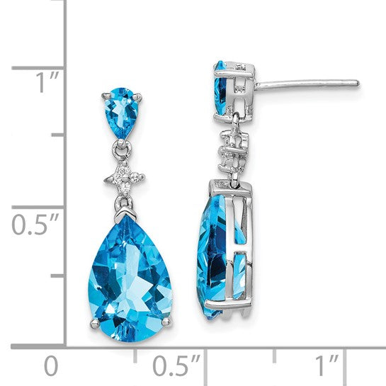 White Gold Filled Sterling Silver 5 Carat Tri Color Topaz Earrings