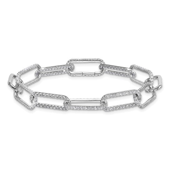 14K 3 1/2 Carat Lab Grown Diamond Pave Paperclip Bracelet