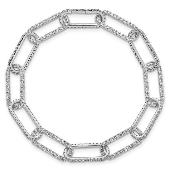 14K 3 1/2 Carat Lab Grown Diamond Pave Paperclip Bracelet