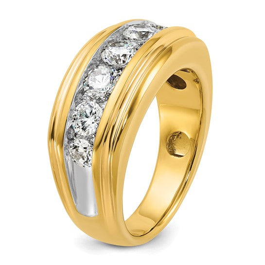 1oK White/Yellow Gold 2 Carat Diamond Men's Wedding Band