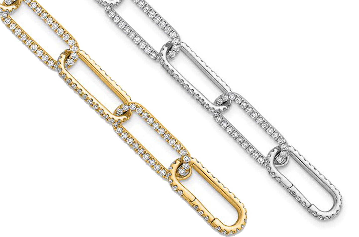14K 3 1/2 Carat Lab Grown Diamond Pave Paperclip Bracelet