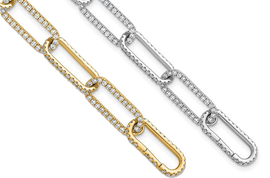 14K 3 1/2 Carat Lab Grown Diamond Pave Paperclip Bracelet