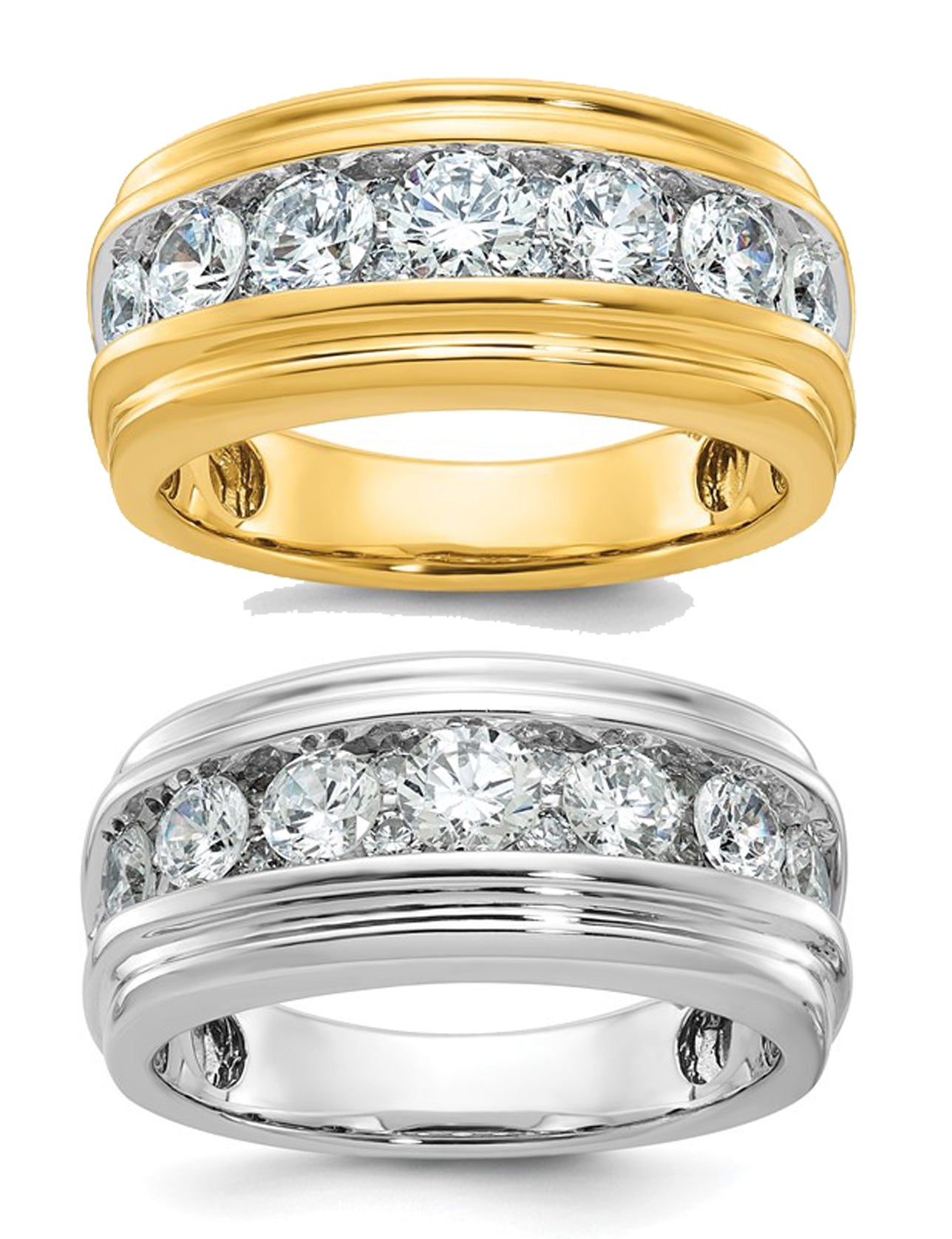 1oK White/Yellow Gold 2 Carat Diamond Men's Wedding Band
