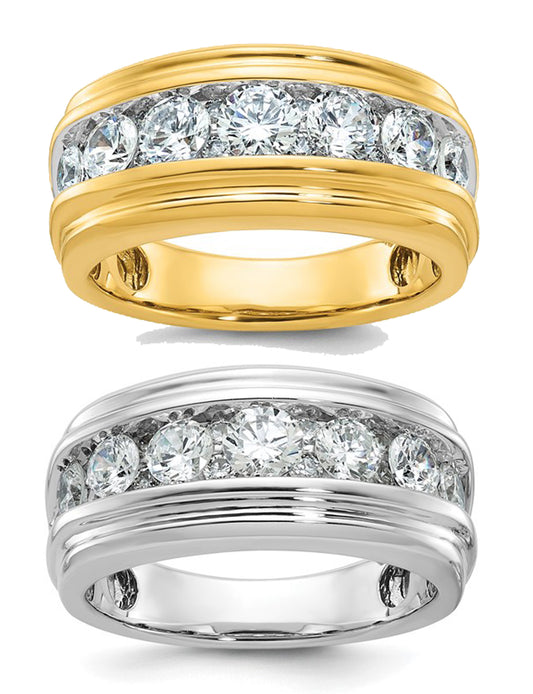 1oK White/Yellow Gold 2 Carat Diamond Men's Wedding Band