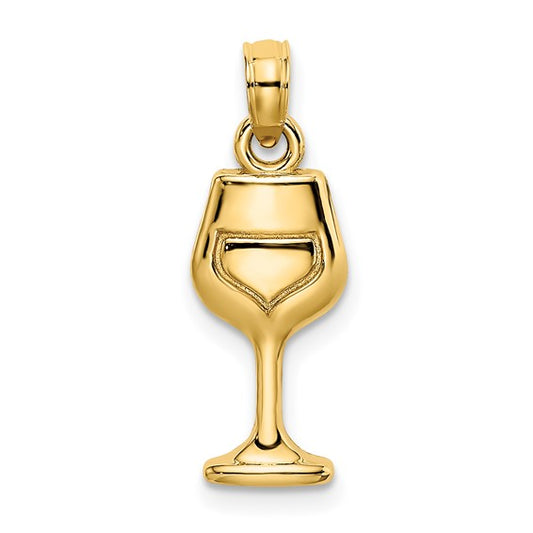 10K Yellow Gold Wine Glass Pendant