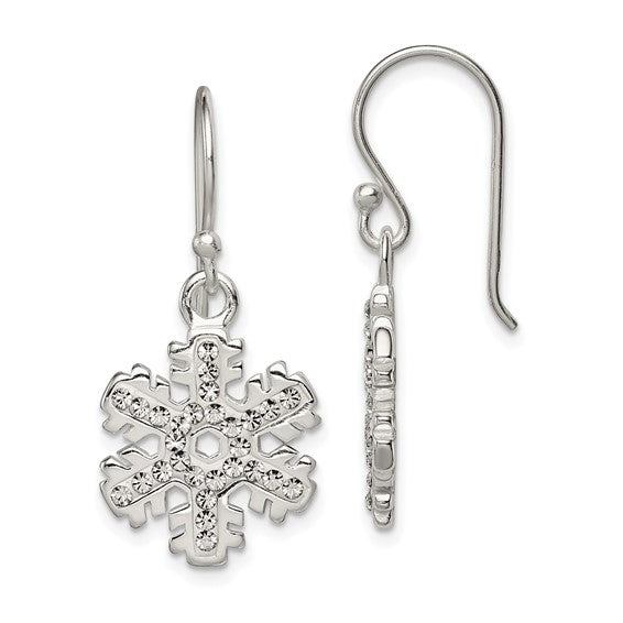 White Gold Filled Sterling Silver Crystal Accent Snowflake Earrings
