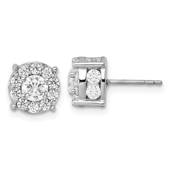 10K White/Yellow Gold 2 Carat Round Halo Diamond Earrings