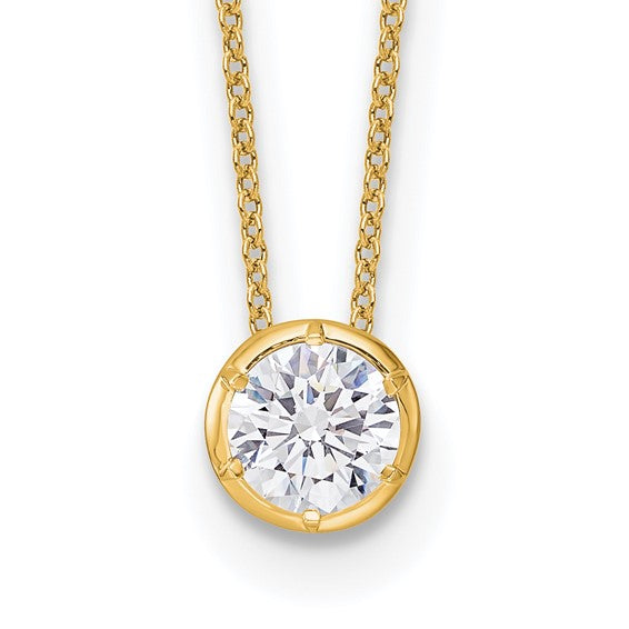14K Yellow/White Gold .5 - 4 Carat Lab Grown Bezel Diamond Necklace