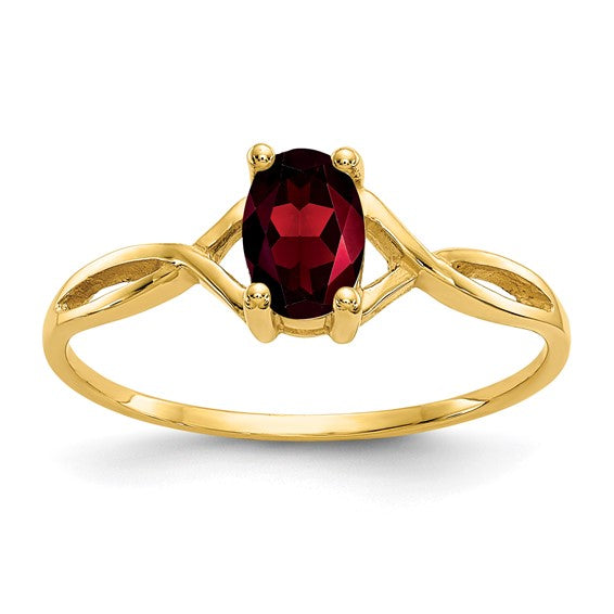 14k White/Yellow Gold Cut Out Natural Oval Garnet Ring