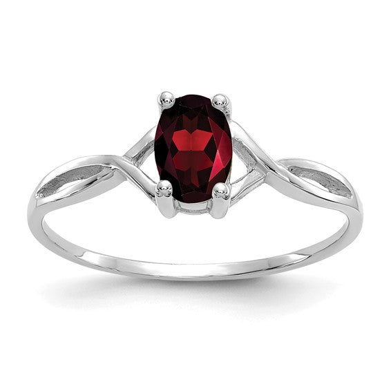 14k White/Yellow Gold Cut Out Natural Oval Garnet Ring