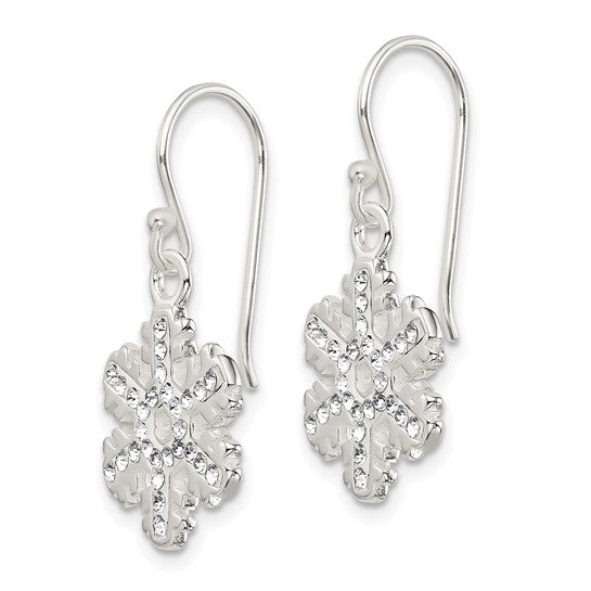 White Gold Filled Sterling Silver Crystal Accent Snowflake Earrings