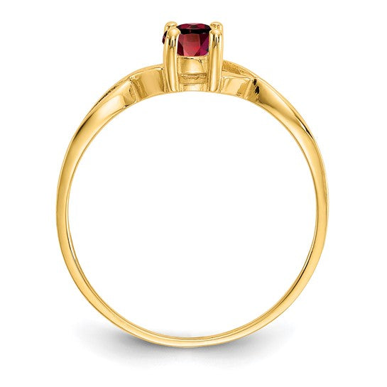 14k White/Yellow Gold Cut Out Natural Oval Garnet Ring