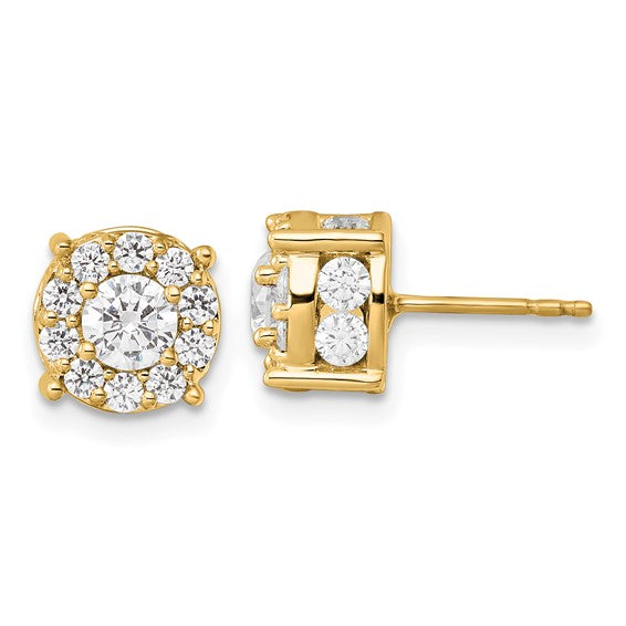 10K White/Yellow Gold 2 Carat Round Halo Diamond Earrings