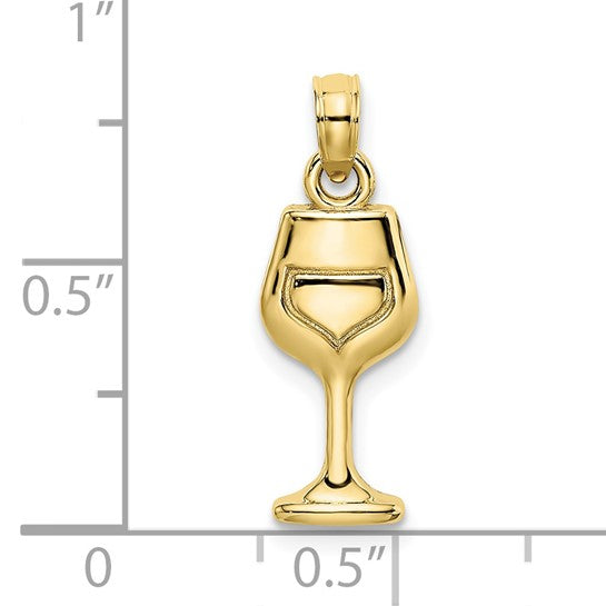 10K Yellow Gold Wine Glass Pendant