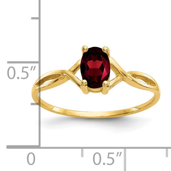 14k White/Yellow Gold Cut Out Natural Oval Garnet Ring