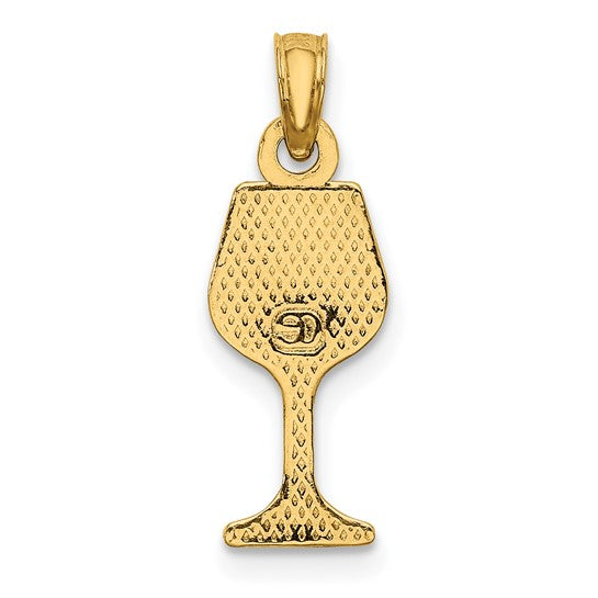 10K Yellow Gold Wine Glass Pendant
