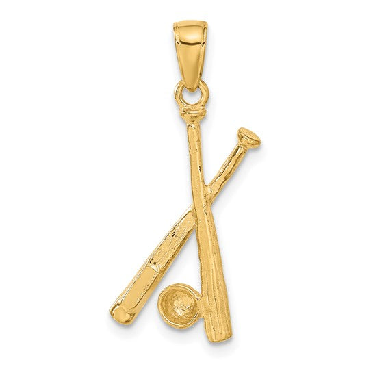 10K Yellow Gold Baseball Bat And Ball Pendant