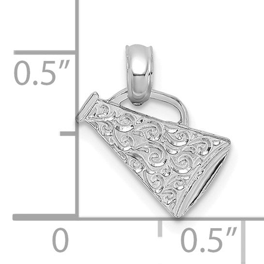 10k/14k White Gold Yellow Gold Cheerleading Engraved Megaphone Pendant