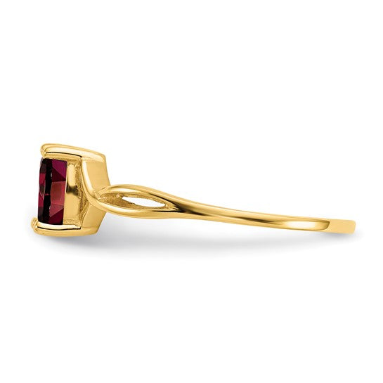 14k White/Yellow Gold Cut Out Natural Oval Garnet Ring