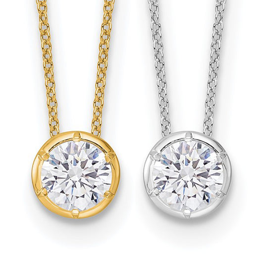 14K Yellow/White Gold .5 - 4 Carat Lab Grown Bezel Diamond Necklace