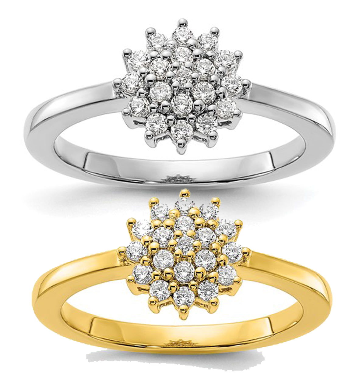 14K White/Yellow Gold 1/4 Lab Grown Diamond Carat Dinner Ring