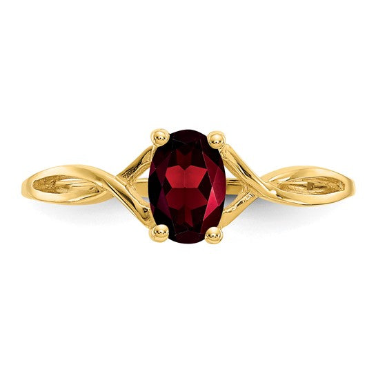 14k White/Yellow Gold Cut Out Natural Oval Garnet Ring