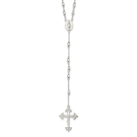 Sterling Silver Polished Silver Bead 18"  Rosary Beads