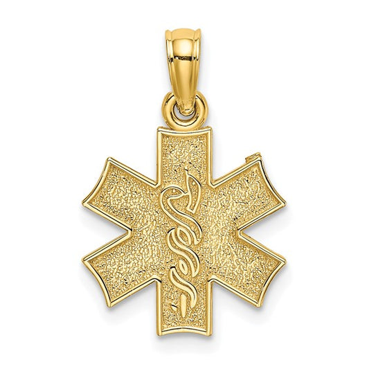 10K Yellow Gold EMT Medical Symbol Pendant