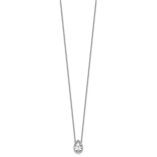 14K White Gold 1 Carat - 4 Carat Lab Grown Certified Pear Diamond Bexel Necklace