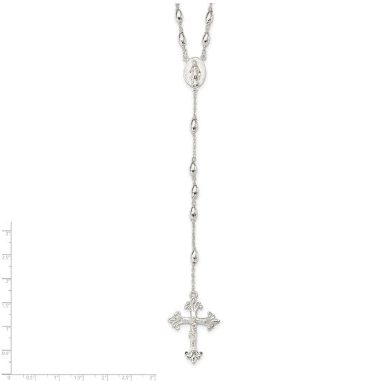 Sterling Silver Polished Silver Bead 18"  Rosary Beads