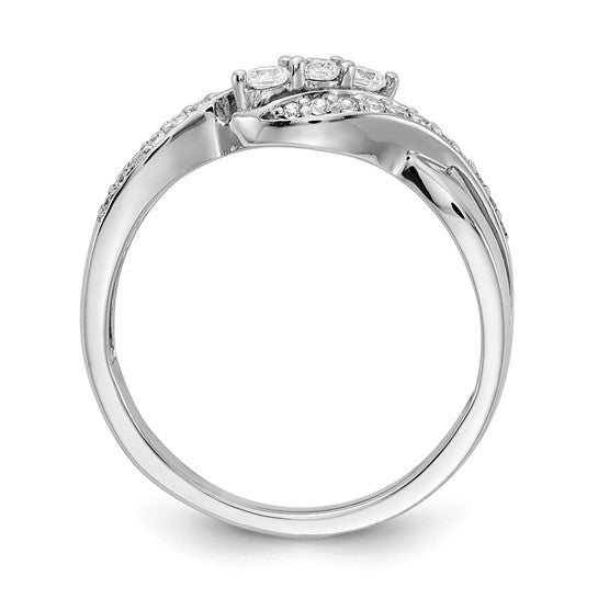 14K White Gold 3 Stone Diamond Accent Ring