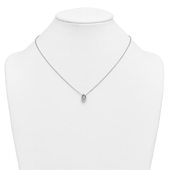 14K White Gold 1 Carat - 4 Carat Lab Grown Certified Pear Diamond Bexel Necklace