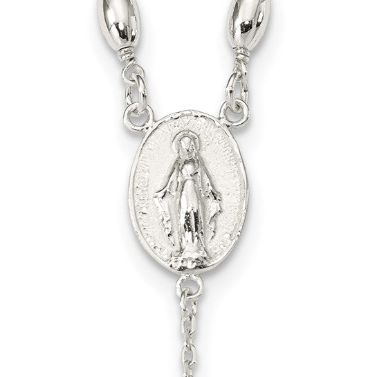 Sterling Silver Polished Silver Bead 18"  Rosary Beads