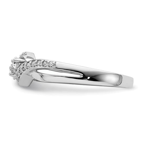 14K White Gold 3 Stone Diamond Accent Ring