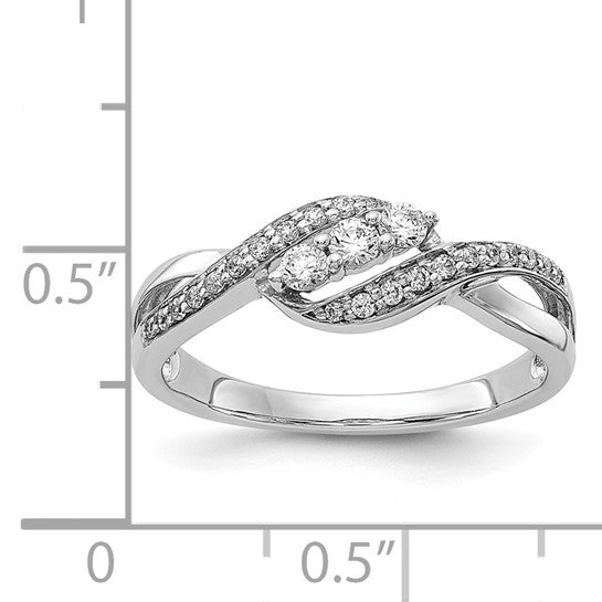 14K White Gold 3 Stone Diamond Accent Ring
