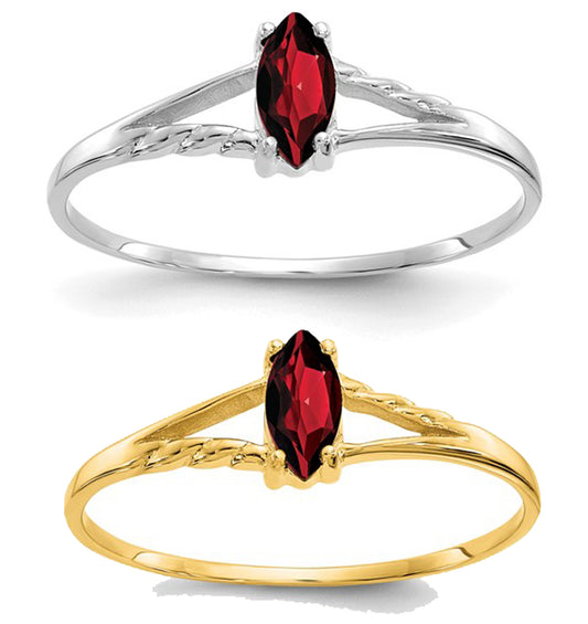 14K White/Yellow Gold Marquise Natural Garnet Ring