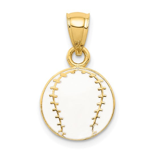 14K Gold Enameled Baseball Pendant