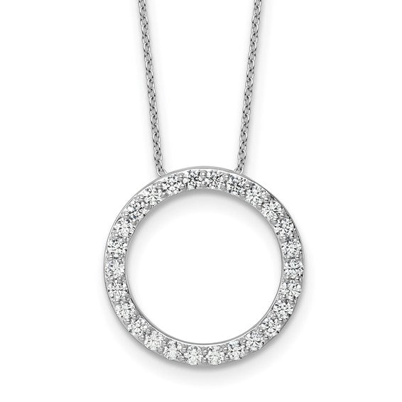 14K White/Yellow Gold 1 Carat Lab Grown Circle Slide Necklace