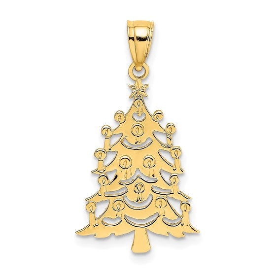 10K Yellow Gold Christmas Tree Pendant