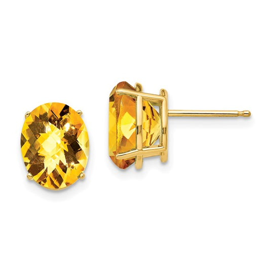 14K Yellow/White Gold 2.5 Carat Oval Natural Citrine Earrings