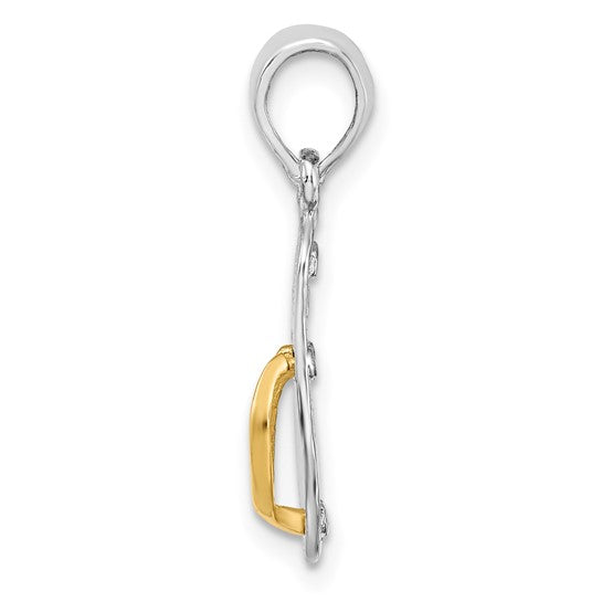 Sterling Silver 14K Gold Two Tone 3D Beach Flip Flop Pendant