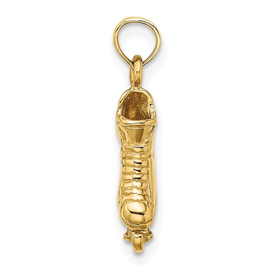 14K Yellow Gold 3D Roller Blade Gold Pendant